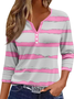 Casual Crew Neck Striped Sweatshirt