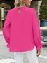 Crew Neck Long Sleeve Plain Regular Loose Blouse For Women