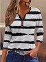 Casual Crew Neck Striped Sweatshirt