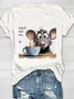 Casual Cute Animal Crew Neck Short Sleeve T-shirt