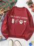 Casual Crew Neck Text Letters Sweatshirt