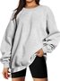 Casual Crew Neck Plain Sweatshirt