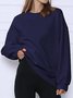 Casual Crew Neck Plain Sweatshirt