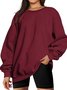 Casual Crew Neck Plain Sweatshirt