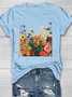 Casual Floral Crew Neck Short Sleeve T-shirt