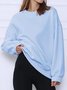 Casual Crew Neck Plain Sweatshirt