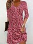 Women Ditsy Floral V Neck Half Sleeve Comfy Casual Midi Dress