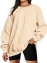 Casual Crew Neck Plain Sweatshirt