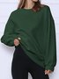 Casual Crew Neck Plain Sweatshirt