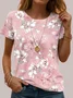 Casual Floral Crew Neck Short Sleeve T-shirt