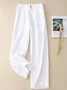 Women Caomfy Plain Cotton Linen Loose Long Pants