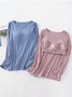 Women Cozy Built-in Bra Padded Push-Up Stretchable Modal T-shirt