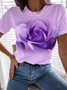 Casual Floral Crew Neck Short Sleeve T-shirt