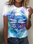 Casual Floral Crew Neck Short Sleeve T-shirt