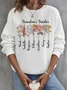 Casual Crew Neck Floral Sweatshirt