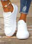 Women Sneakers Casual Plain Lace-Up Flat Heel Slip On Shoes