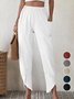 Casual Plain Long Elastic Waist Pocket Stitching Pant