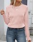 Crew Neck Long Sleeve Plain Regular Micro-Elasticity Loose Blouse For Women