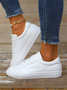 Women Sneakers Casual Plain Lace-Up Flat Heel Slip On Shoes