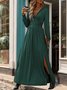 Women Plain V Neck Short Sleeve Comfy Casual Lace Maxi Dress