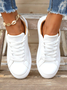 Women Sneakers Casual Plain Lace-Up Flat Heel Slip On Shoes