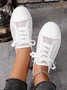 Women Sneakers Casual Plain Lace-Up Flat Heel Canvas