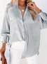 Shirt Collar Long Sleeve Plain Scramble Lightweight Loose TUNIC Shirt For Women