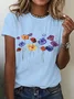 Casual Floral Crew Neck Short Sleeve T-shirt