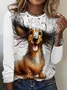 Casual Dog Crew Neck Long Sleeve T-shirt