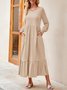 Women Plain Crew Neck Long Sleeve Comfy Casual Maxi Dress