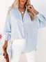 Shirt Collar Long Sleeve Plain Scramble Lightweight Loose TUNIC Shirt For Women