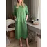 Women Plain Crew Neck Long Sleeve Comfy Casual Midi Dress