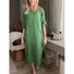 Women Plain Crew Neck Long Sleeve Comfy Casual Midi Dress