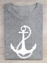 Casual Anchor Crew Neck Short Sleeve T-shirt