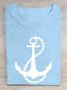 Casual Anchor Crew Neck Short Sleeve T-shirt