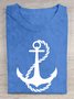 Casual Anchor Crew Neck Short Sleeve T-shirt