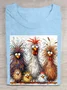 Casual Cute Chicken Animal Crew Neck Short Sleeve Cotton T-shirt