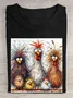 Casual Cute Chicken Animal Crew Neck Short Sleeve Cotton T-shirt