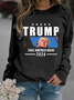 Casual Crew Neck Text Letters Sweatshirt