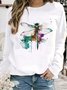 Casual Crew Neck Dragonfly Sweatshirt