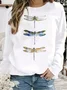 Casual Crew Neck Dragonfly Sweatshirt