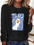 Casual Animal Crew Neck Long Sleeve T-shirt