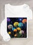 Casual Dandelion Crew Neck Long Sleeve T-shirt