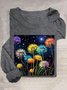 Casual Dandelion Crew Neck Long Sleeve T-shirt