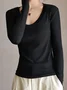 Casual Soft Comfy Plain Crew Neck Long Sleeve T-shirt