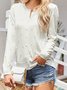 Women Yarn/Wool Yarn Plain Long Sleeve Comfy Casual Imitation Pearls Cardigan