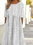 Women Plain Crew Neck Half Sleeve Comfy Casual Maxi Dress