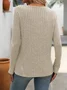 Casual Plain V Neck Long Sleeve T-shirt