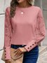 Casual Plain Crew Neck Long Sleeve T-shirt