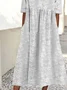 Women Plain Crew Neck Half Sleeve Comfy Casual Maxi Dress